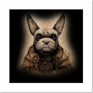 French Bulldog Surreal Steampunk Artwork, Dog Lover Posters and Art